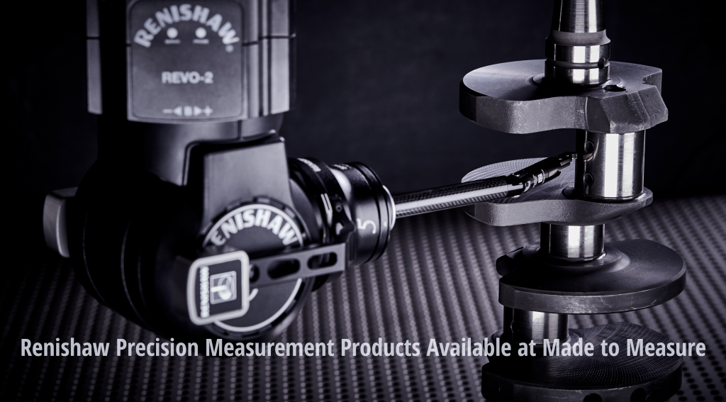 Renishaw REVO-2 5-axis measurement system inspecting the surface finish of a crankshaft feature.